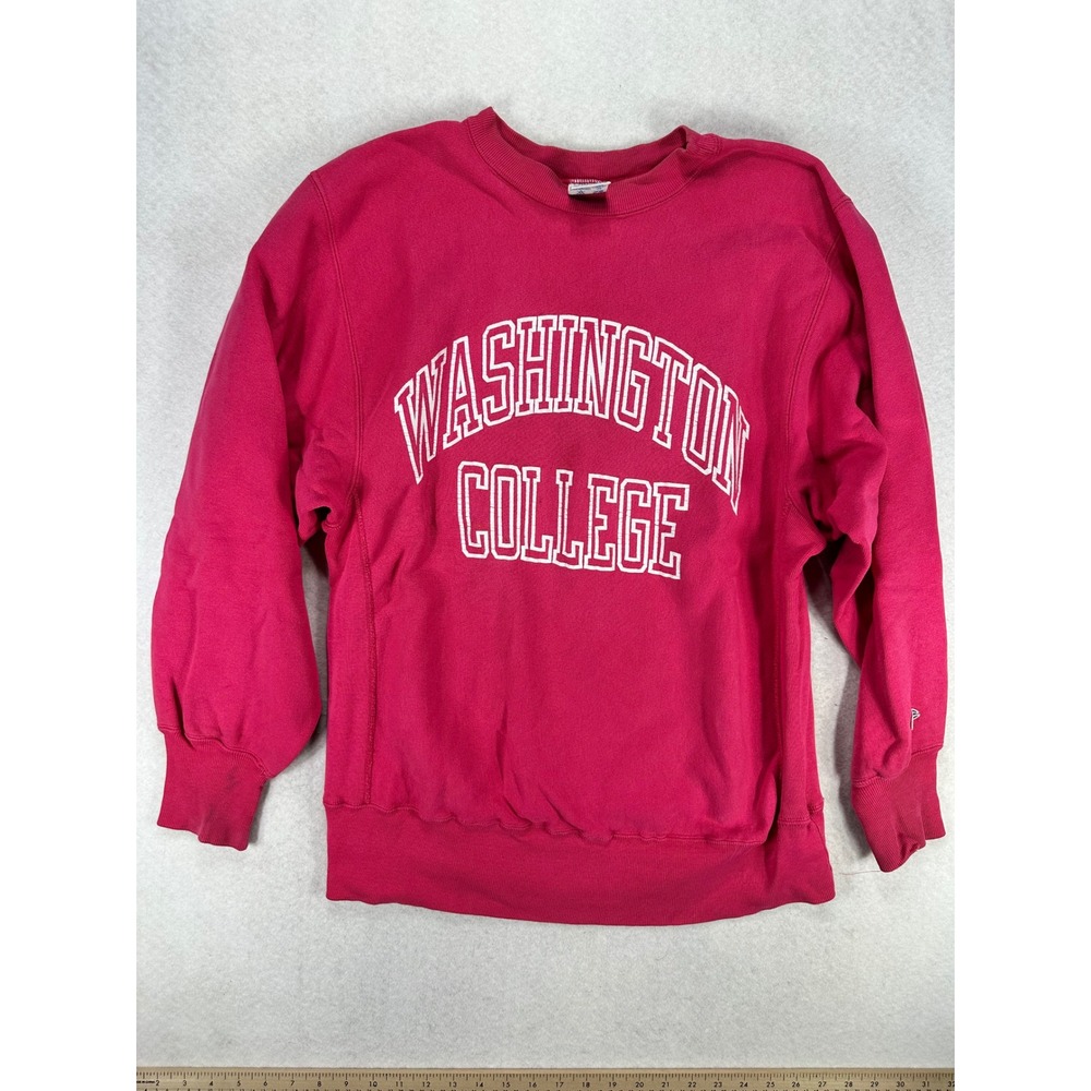 Vintage Champion Reverse Weave Washington College Sweatshirt Pink Large USA Made